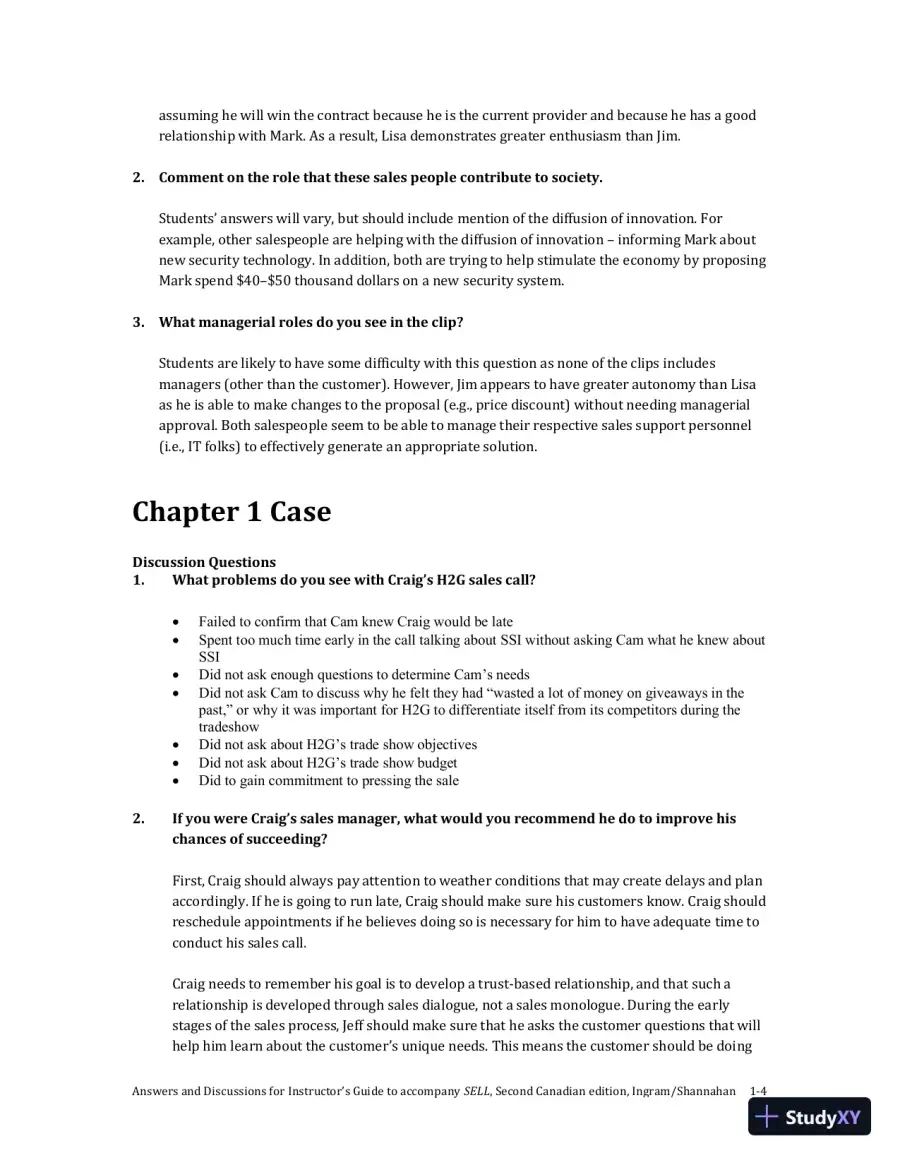 SELL, Canadian Edition Solution Manual, page 5