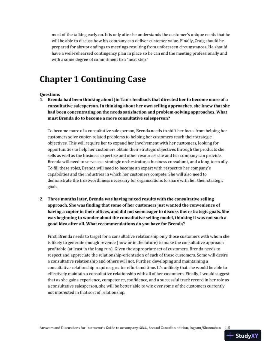 SELL, Canadian Edition Solution Manual, page 6