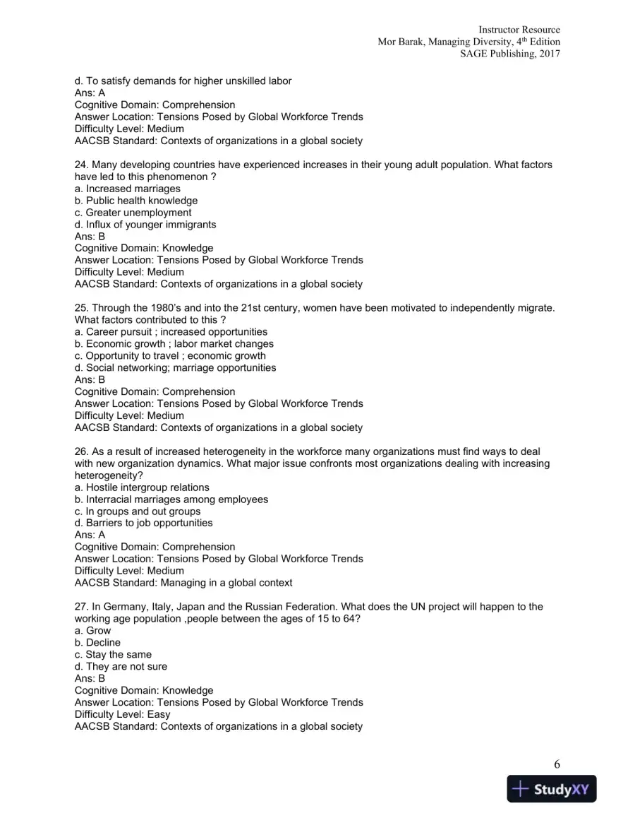 Managing Diversity: Toward a Globally Inclusive Workplace Fourth Edition Test Bank, page 7