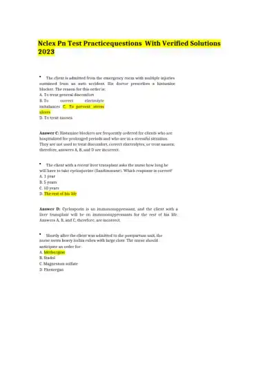 NCLEX PN Test Practice Questions - Page 1 preview image