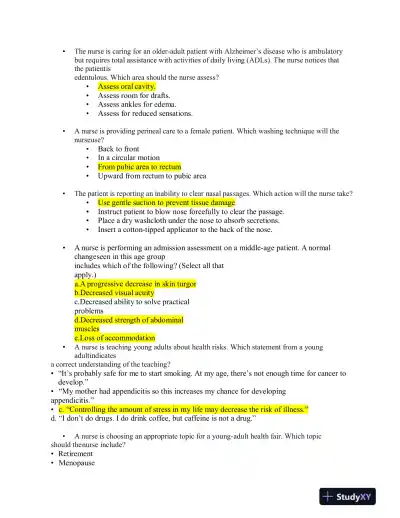 2023 ATI Mental Health Proctored Exam with Answers (144 Solved Questions) - Page 6 preview image