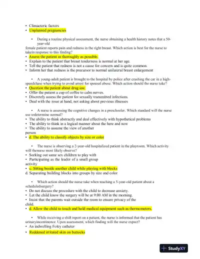 2023 ATI Mental Health Proctored Exam with Answers (144 Solved Questions) - Page 7 preview image