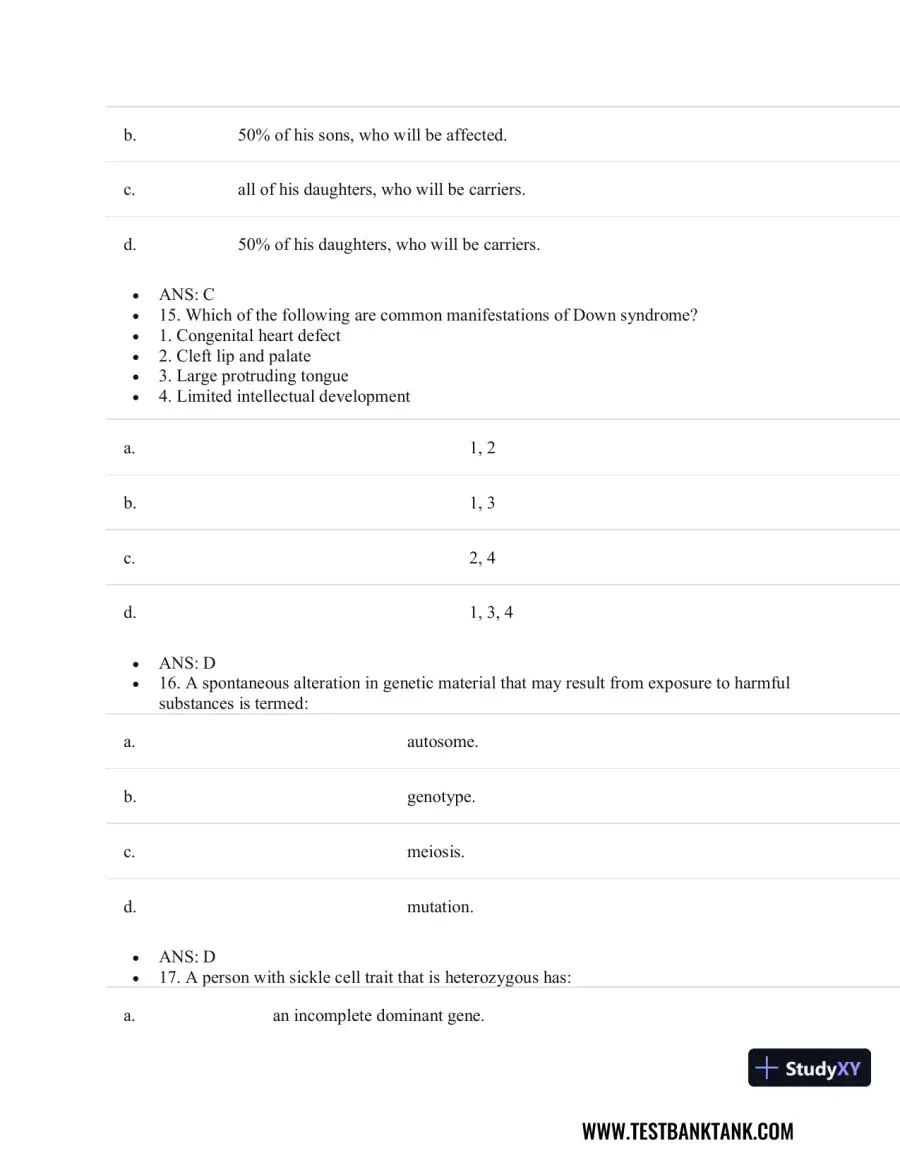 Pathophysiology of Disease: An Introduction to Clinical Medicine 8th Edition Test Bank, page 18