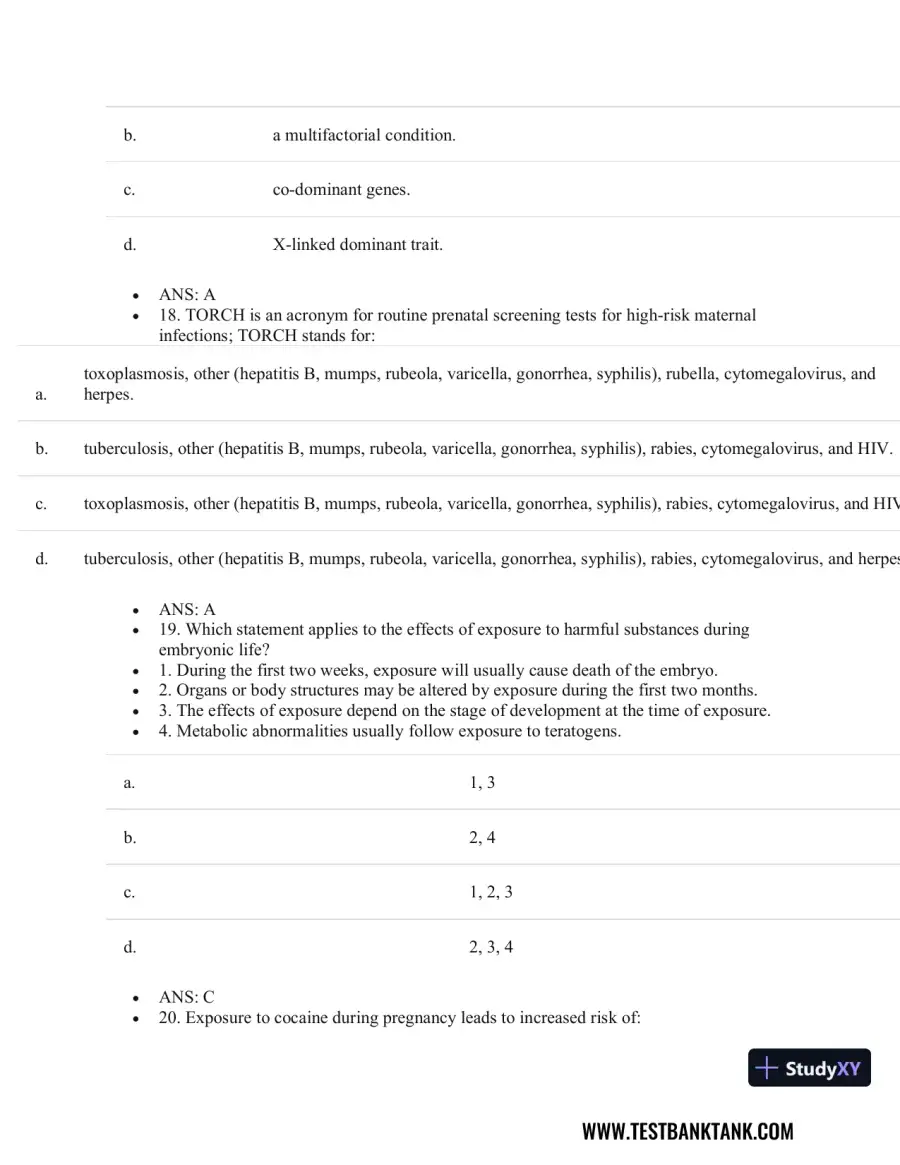Pathophysiology of Disease: An Introduction to Clinical Medicine 8th Edition Test Bank, page 19