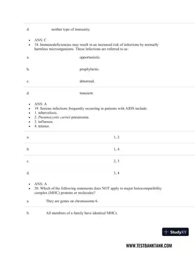 Pathophysiology of Disease: An Introduction to Clinical Medicine 8th Edition Test Bank - Page 29 preview image