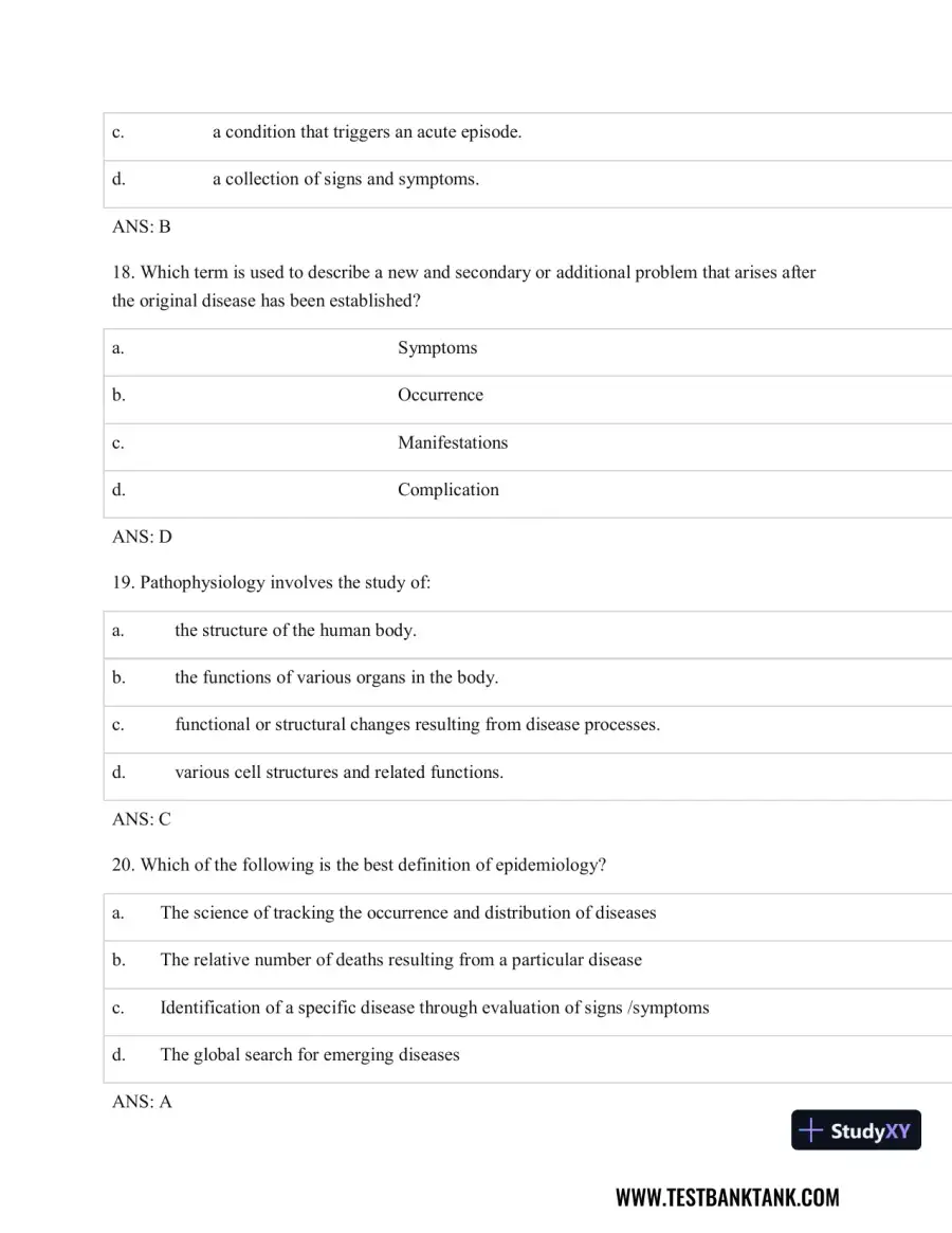 Pathophysiology of Disease: An Introduction to Clinical Medicine 8th Edition Test Bank, page 7