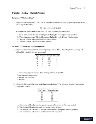 Test Bank for Statistics , 8th Edition - Page 1 preview image