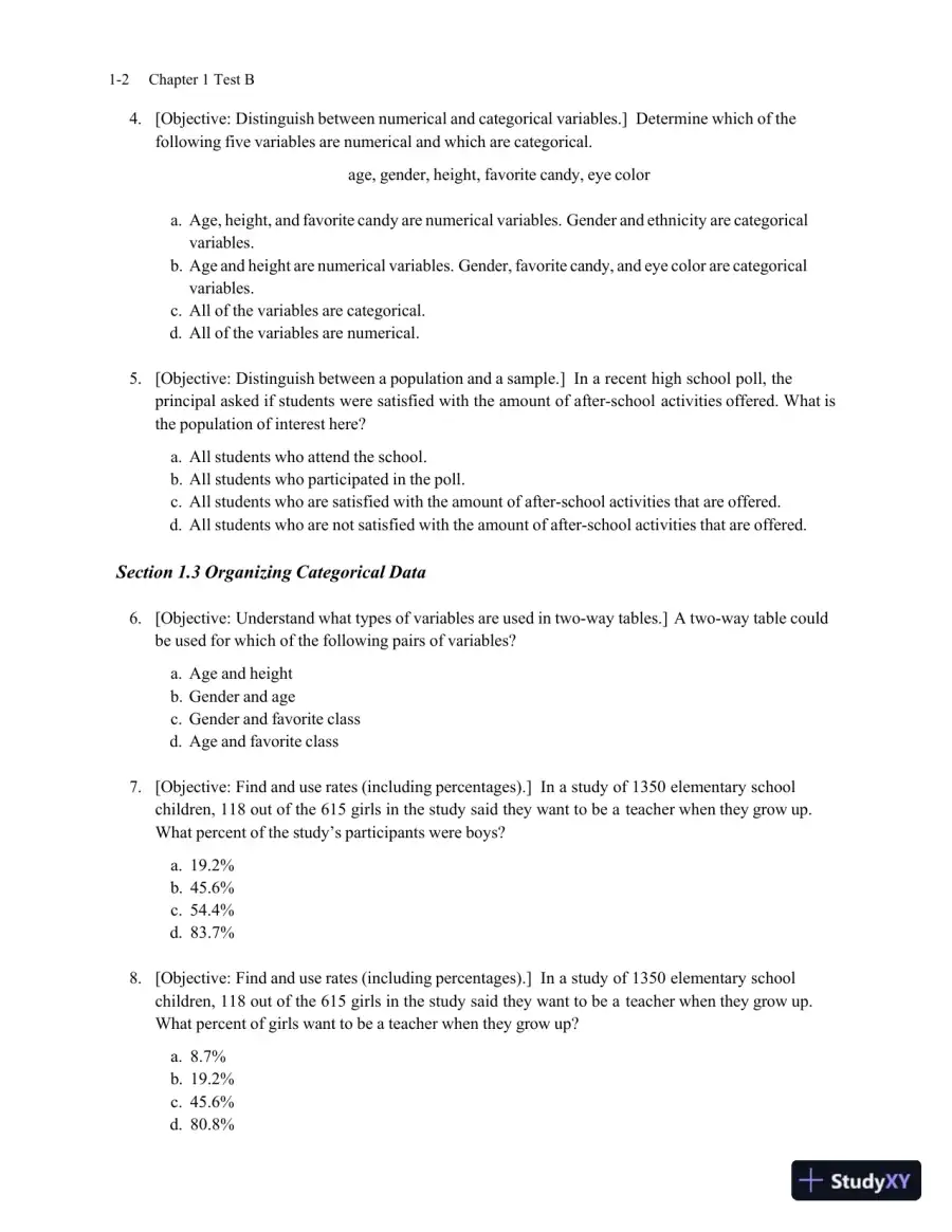 Test Bank for Statistics , 8th Edition, page 10