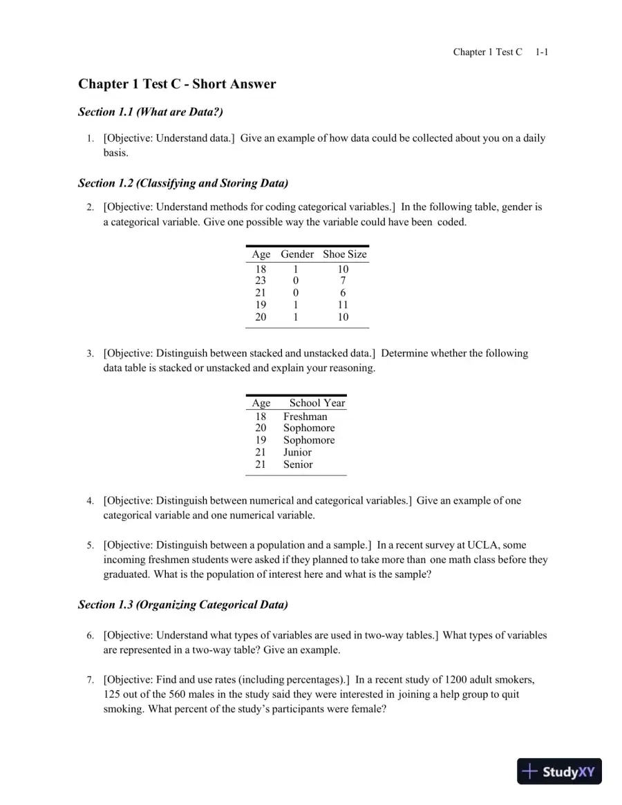 Test Bank for Statistics , 8th Edition, page 16