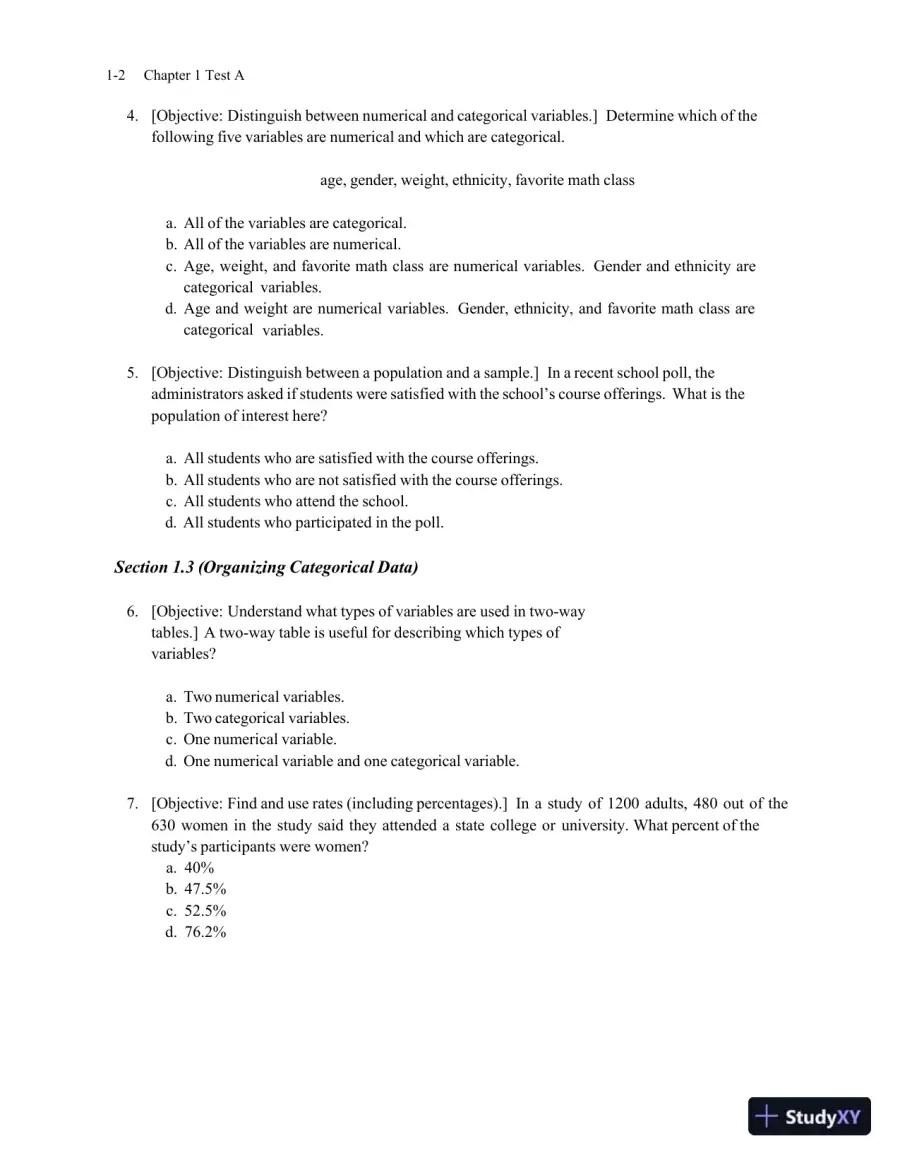 Test Bank for Statistics , 8th Edition, page 3