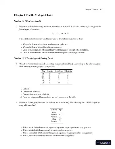 Test Bank for Statistics , 8th Edition - Page 9 preview image
