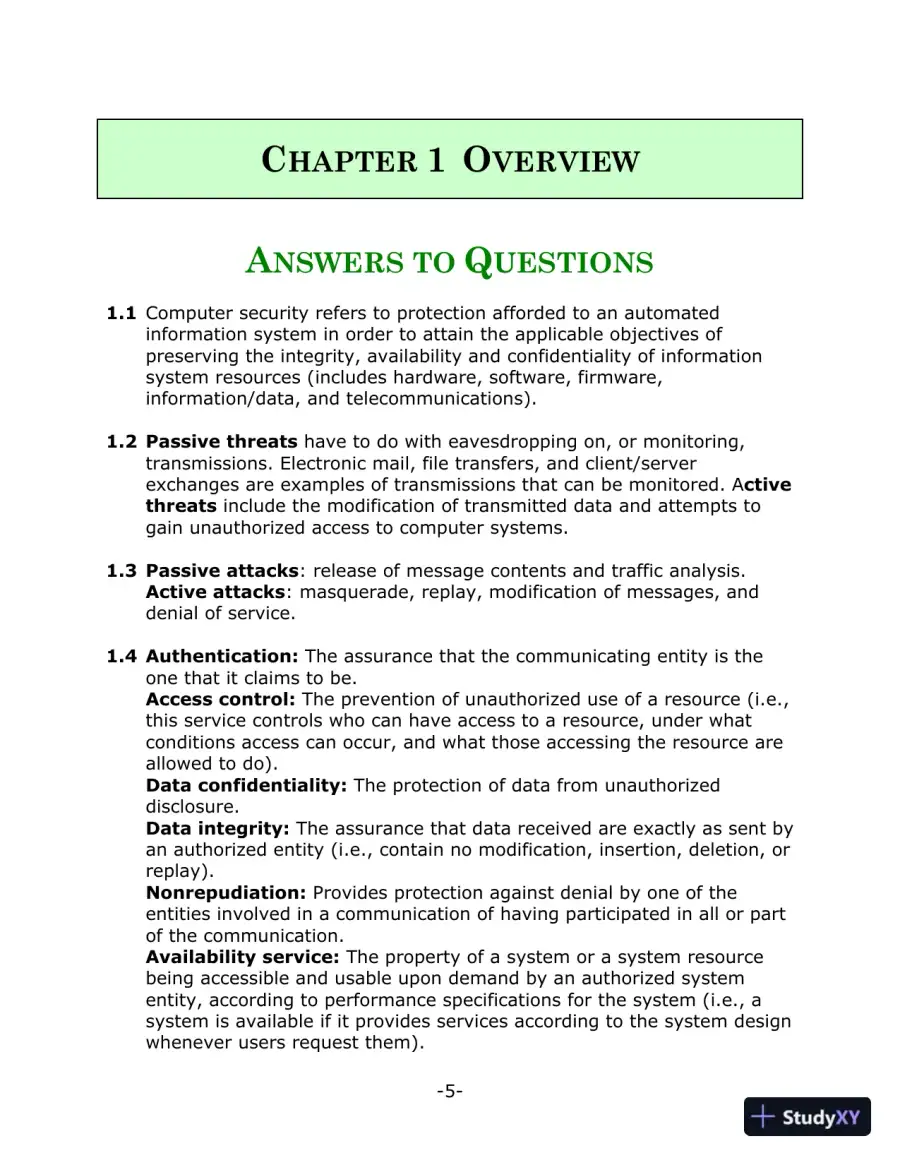 Solution Manual for Computer Security: Principles and Practice, 4th Edition, page 4